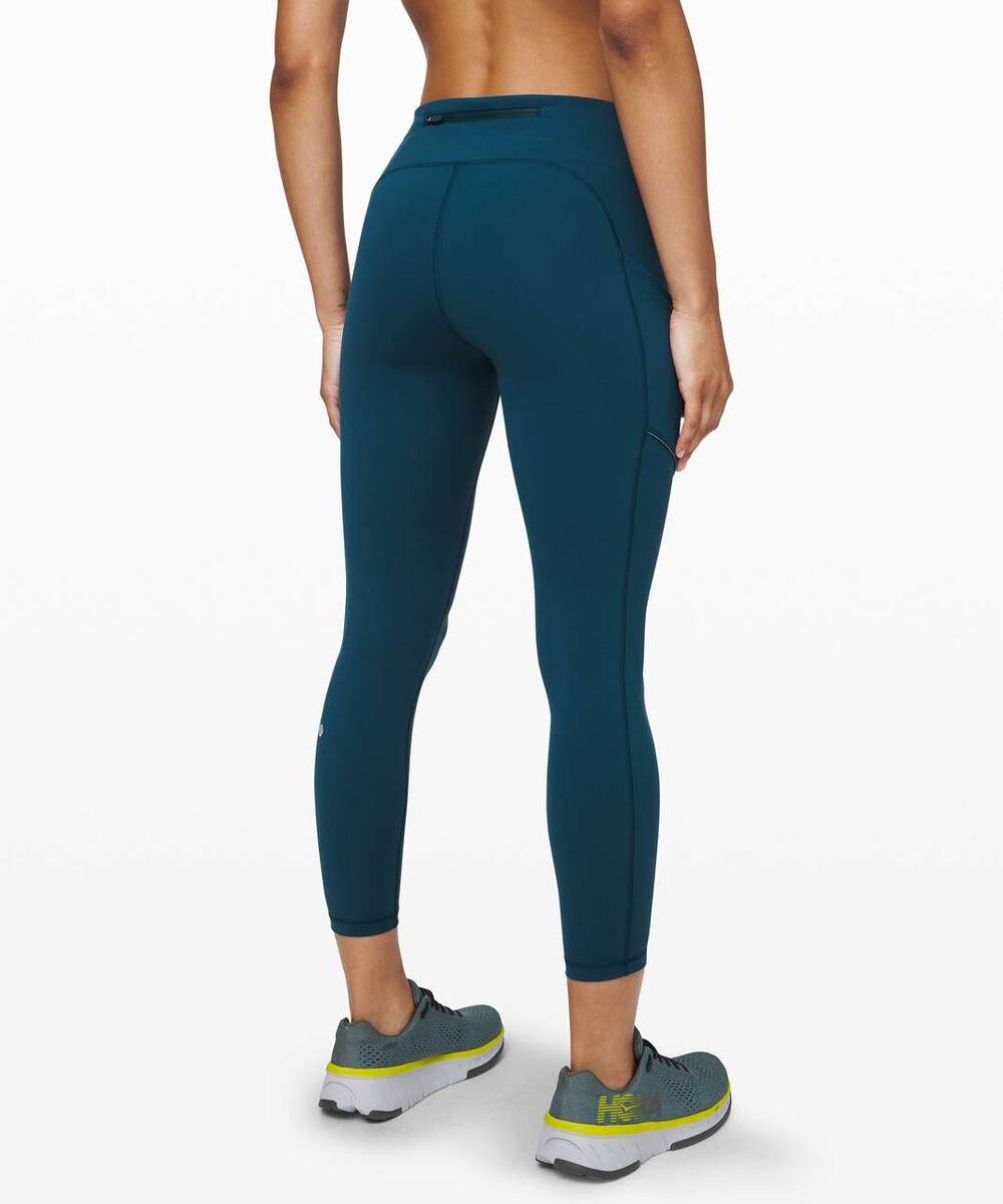 Lululemon Blue Leggings Women's Size 2 Speed Up Legging Side Pockets Running